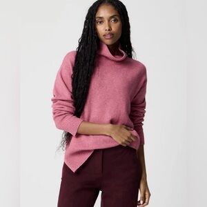 J Crew Knit Sweater Extra Soft Yarn Pink Mock Neck CU698 Women's Size XS Luxury